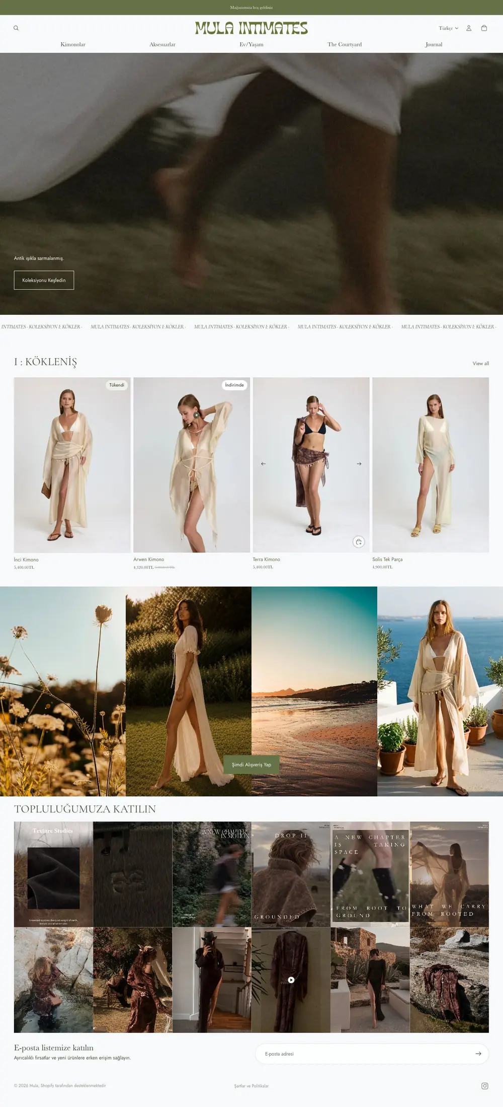 Mula Intimates mağazası ve kimono koleksiyonu